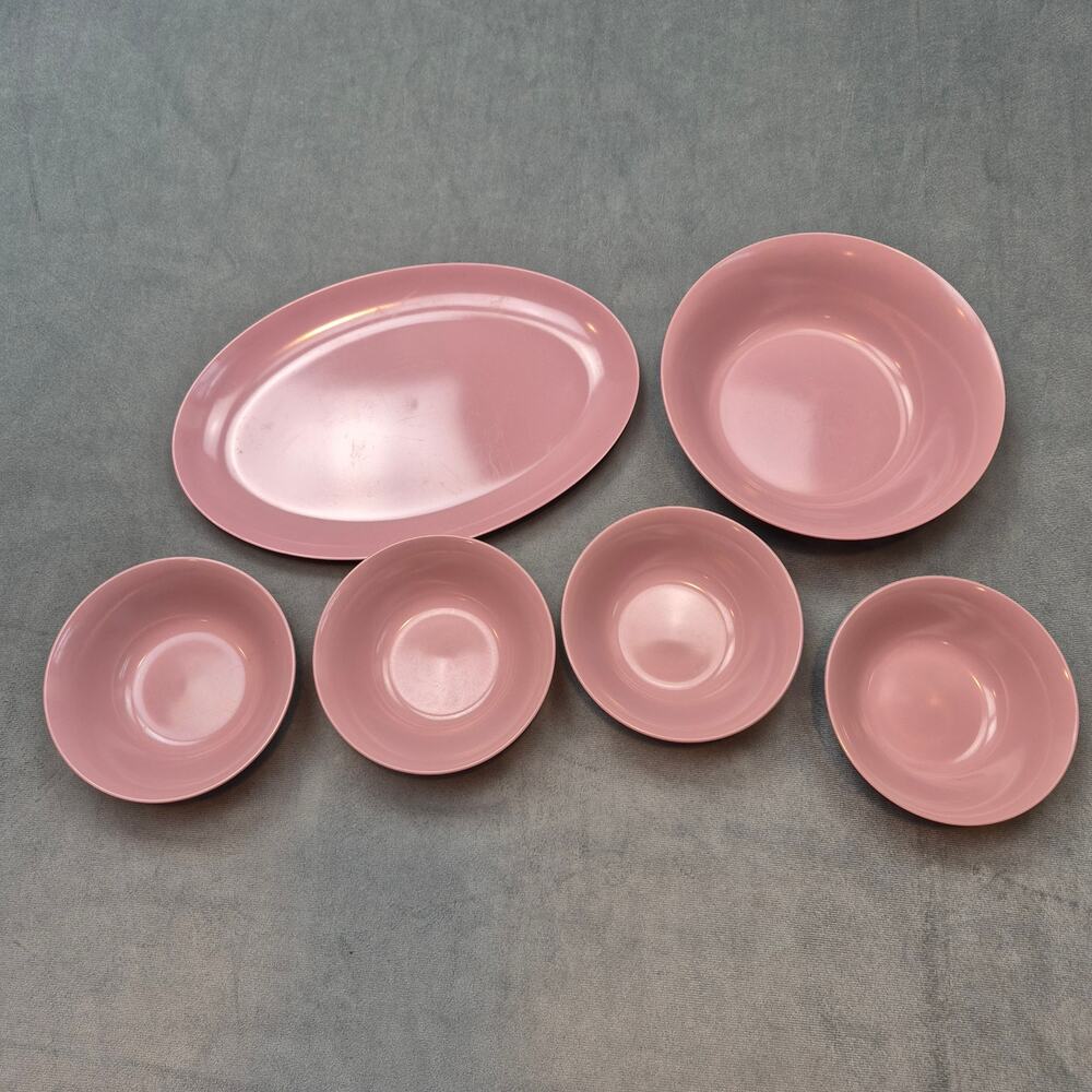 Texas Ware Vintage Set of 7 Mauve Bowls A-2 Serving Bowl A17 & Platter A18